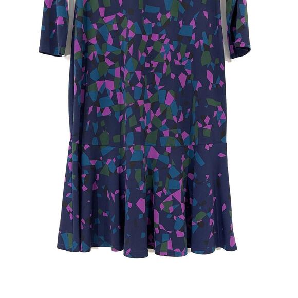 Leota Women’s Maternity Size Small Kelsey Blue Geometric Print Drop Waist Dress - Picture 3 of 10